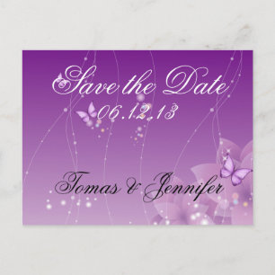 Cartão Postal De Anúncio Flores de borboletas e roxas