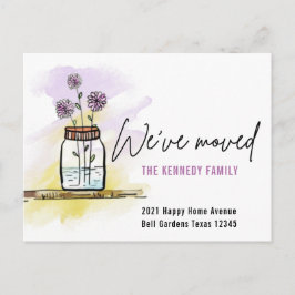 Cartão Postal De Anúncio  Flores de Cores de Água Escuras Movemos Novo Ende