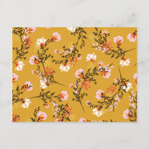 Cartão Postal De Anúncio Flores de fundo amarelo