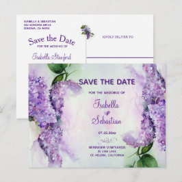 Cartão Postal De Anúncio Flores de Lilás Elegantes Casamento Salve A Data