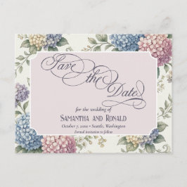 Cartão Postal De Anúncio Flores Delicadas de Hortênsia Casamento