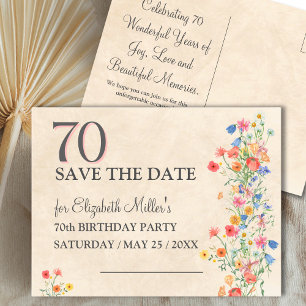 Cartão Postal De Anúncio Flores Elegantes Festa de 70 Anos Floral 70º Anive