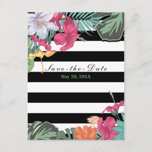 Cartão Postal De Anúncio Flores Floral Tropical Folhas Chic Salve a Data