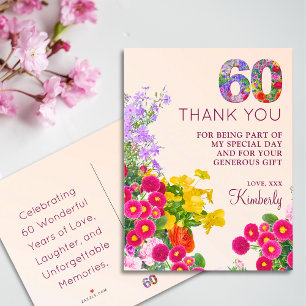 Cartão Postal De Anúncio Flores modernas para os 60 anos de idade festa de
