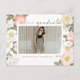Cartão Postal De Anúncio Flores Pastel Antigas Brancas Foton de Graduação