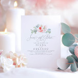 Cartão Postal De Anúncio Flores Rosa Salva a Data<br><div class="desc">Flores rosas claro salvam cartões postais</div>