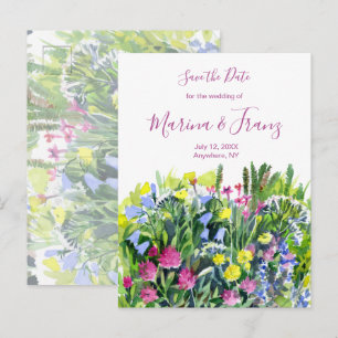 Cartão Postal De Anúncio Flores selvagens de verão salvam a data