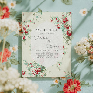 Cartão Postal De Anúncio Flores shabby chic Salve a data