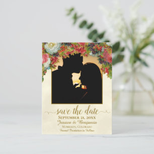 Cartão Postal De Anúncio Flores Vitorianas com Foto Casamento Salve a Data