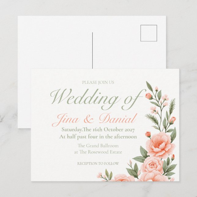 Cartão Postal De Anúncio Florescer ao Pôr do Sol - Verde (Frente/Verso)