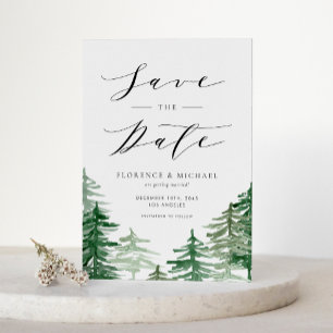 Cartão Postal De Anúncio Floresta Aquarela Save the Date Florestal