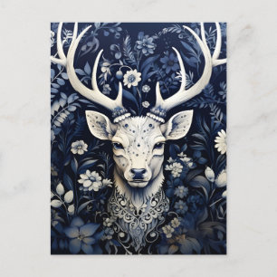 Cartão Postal De Anúncio Floresta Encantada de Veado Winter Bloom