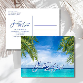 Cartão Postal De Anúncio Florida Beach Wedding Save the Date