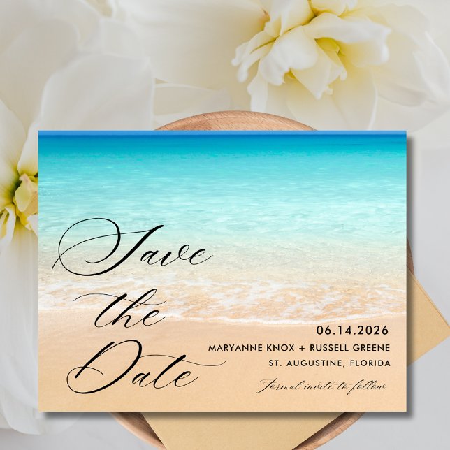 Cartão Postal De Anúncio Florida Beach Wedding Save the Date (Florida Beach Wedding Save the Date Postcard)
