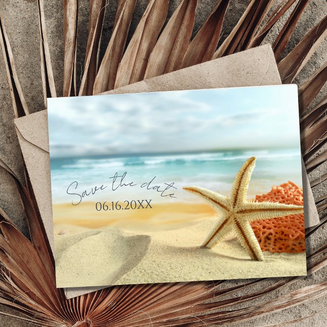 Cartão Postal De Anúncio Florida Beach Wedding Save the Date (Criador carregado)
