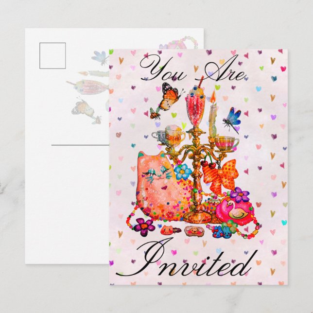 Cartão Postal De Anúncio Fofo Pastel (Frente/Verso)