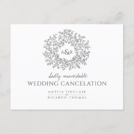 Cartão Postal De Anúncio folha desenhada à mão cancelamento de casamento ci