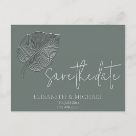 Cartão Postal De Anúncio Folha tropical simples e delicada relevada