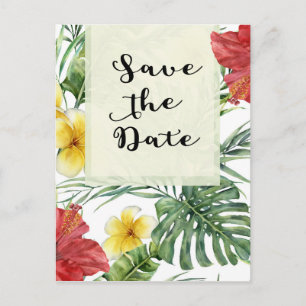 Cartão Postal De Anúncio Folhas Botânicas Tropicais Floral Aloha Salve Data