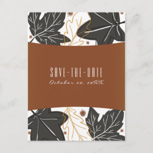 Cartão Postal De Anúncio Folhas de Outono Caprichosas Save the Date