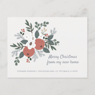 Cartão Postal De Anúncio Folk Art Floral Natal Movendo-se
