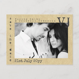 Cartão Postal De Anúncio Fonte de Máquina de Escrever Salvar Data do Casame