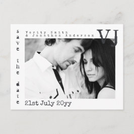 Cartão Postal De Anúncio Fonte Máquina de Escrever Salve o Dia do Casamento