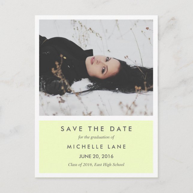 Cartão Postal De Anúncio Formando Moderno Salve A Data Foto Amarela (Frente)