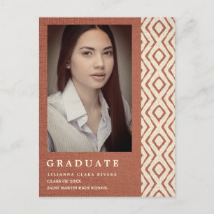 Cartão Postal De Anúncio Formatação Têxtil do Brown Boho Graduação Uni
