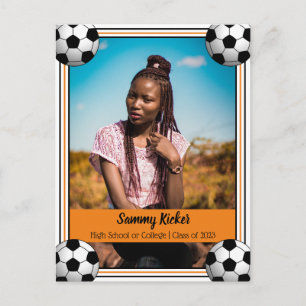 Cartão Postal De Anúncio Formatura de Futebol Laranja e Preto