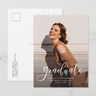 Cartão Postal De Anúncio Formatura de Letra de Foto Moderna Simples
