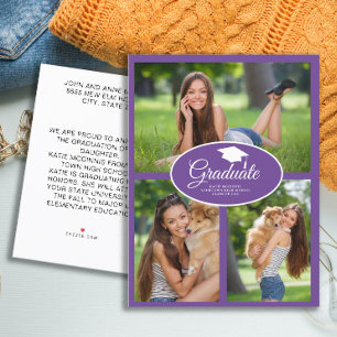 Cartão Postal De Anúncio Formatura Roxo Branco Foto Turma 2024
