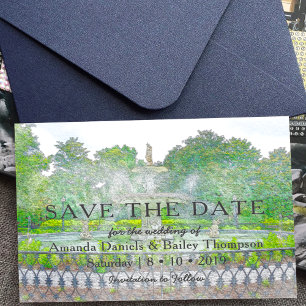 Cartão Postal De Anúncio Forsyth Fountain Watercolor Photo Save the Date (A