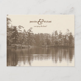 Cartão Postal De Anúncio foto antiga da paisagem de lago montanhosa plácida