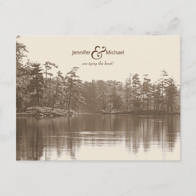 Cartão Postal De Anúncio foto antiga da paisagem de lago montanhosa plácida (Frente)