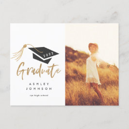Cartão Postal De Anúncio Foto com Borla de Diploma Dourada 2022