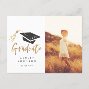 Cartão Postal De Anúncio Foto com Borla de Diploma Dourada 2022