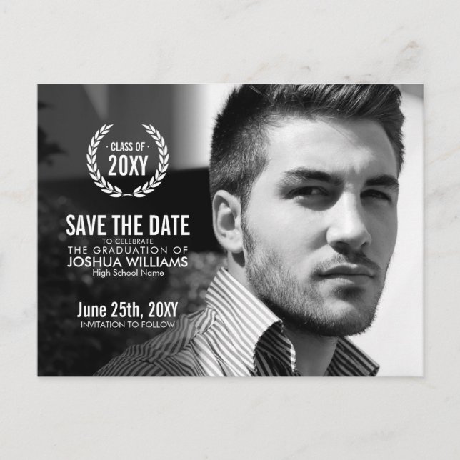 Cartão Postal De Anúncio Foto da camada moderna Salva a data (Frente)