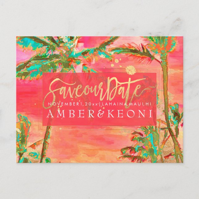 Cartão Postal De Anúncio Foto da Data de Salvamento da Praia do PixDezines (Frente)