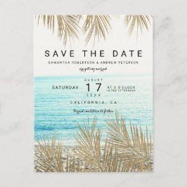 Cartão Postal De Anúncio Foto da praia da palmeira de ouro moderno - salvar