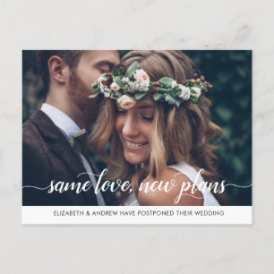 Cartão Postal De Anúncio Foto de Amor Igual, Novos Planos, Mudança de Data 