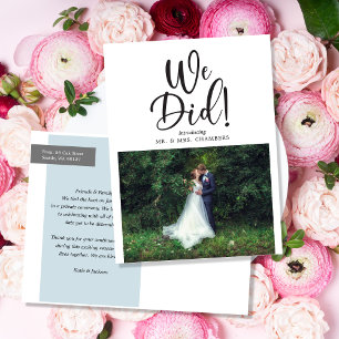 Cartão Postal De Anúncio Foto De Atualização De Casamento/Elopement