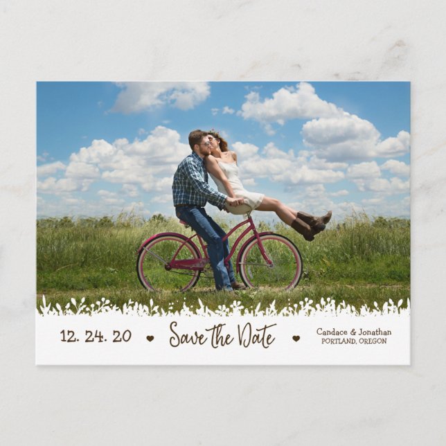 Cartão Postal De Anúncio Foto de Borda de Folhagem Rústica Divertida Save t (Frente)