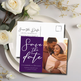 Cartão Postal De Anúncio Foto de Casal Roxo Real Elegante Salve a Foto