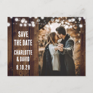 Cartão Postal De Anúncio Foto De Casamento Da Corrente De Madeira