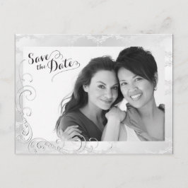 Cartão Postal De Anúncio Foto de casamento em damasco prateado gay Salve a