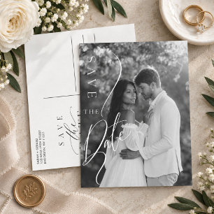 Cartão Postal De Anúncio Foto de Casamento Minimalista Moderno Save The Dat