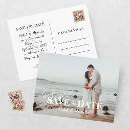 Cartão Postal De Anúncio Foto de Casamento Moderna para Salvar a Data