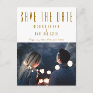 Cartão Postal De Anúncio Foto de Casamento Moderno Salve o Dia