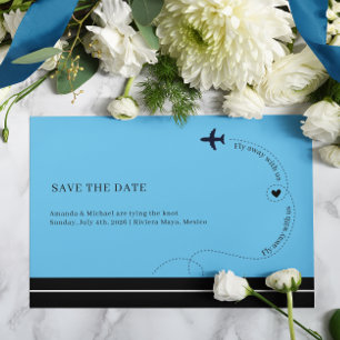 Cartão Postal De Anúncio Foto de casamento no destino da rota do avião